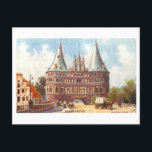 Vintage Holstentor in Lubeck, Germany ポストカード<br><div class="desc">This postcard is a reproduction of a vintage travel postcard showing the Holstentor in Lubeck,  Germany.</div>