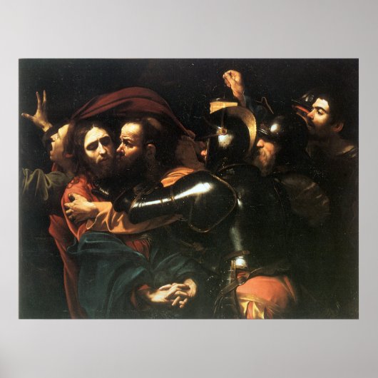 Vintage Holy Jesus christ, Judas kiss, painting ポスター (正面)