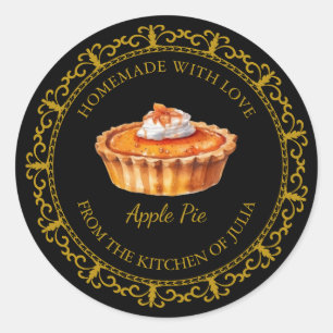 Vintage Homemade Pie Label l Black ラウンドシール