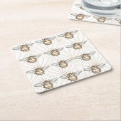 Vintage Honey Bee スクエアペーパーコースター (アングル)