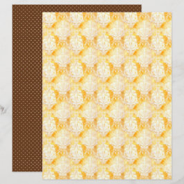 Vintage Honey Bee Damask Journal Paper Sheet