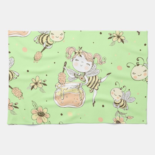 Vintage Honey Bee Decor キッチンタオル (横)