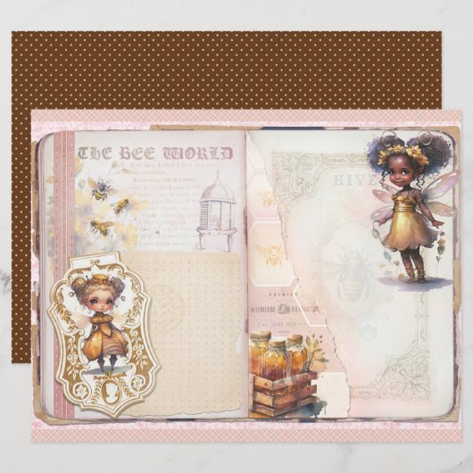 Vintage Honey Bee Journal Paper Sheet (正面/裏面)