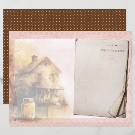 Vintage Honey Bee Journal Paper Sheet (正面/裏面)