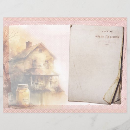 Vintage Honey Bee Journal Paper Sheet (正面)