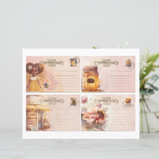 Vintage Honey Bee Journal Paper Sheet (スタンド正面)