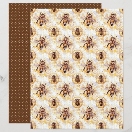 Vintage Honey Bee Journal Paper Sheet (正面/裏面)