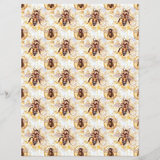 Vintage Honey Bee Journal Paper Sheet (正面)