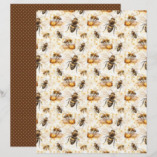 Vintage Honey Bee Journal Paper Sheet (正面/裏面)