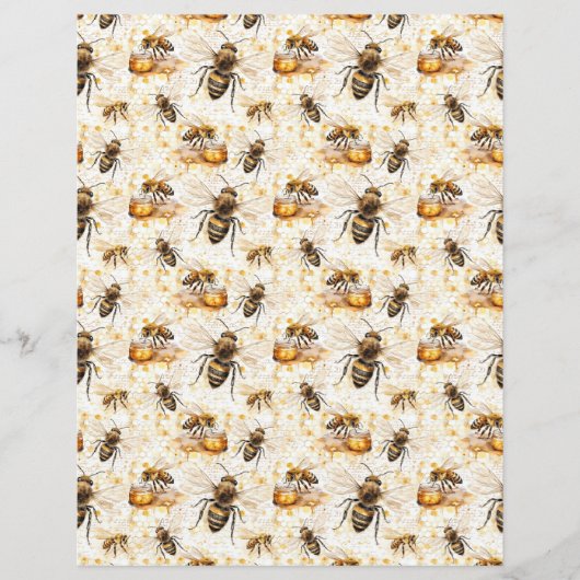 Vintage Honey Bee Journal Paper Sheet (正面)