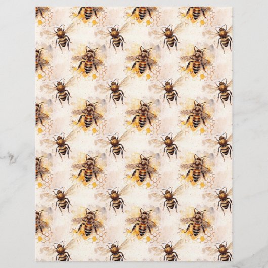 Vintage Honey Bee Journal Paper Sheet (正面)