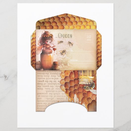 Vintage Honey Bee Journal Paper Sheet (正面)