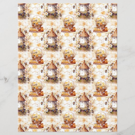 Vintage Honey Bee Journal Paper Sheet (正面)