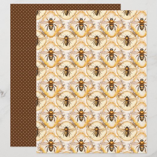 Vintage Honey Bee Journal Paper Sheet (正面/裏面)