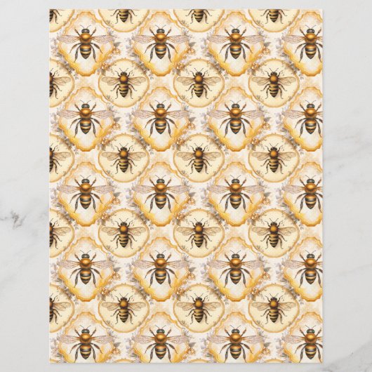 Vintage Honey Bee Journal Paper Sheet (正面)