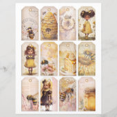 Vintage Honey Bee Journal Paper Sheet (正面)