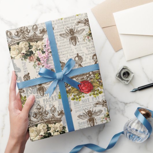 Vintage Honey Bee Pattern  ラッピングペーパー (ギフト)