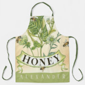 Vintage Honeybee Botanical Illustration エプロン (正面)