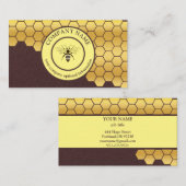 Vintage Honeycomb Bee BeeKeeper Honey Apairist 名刺 (正面/裏面)
