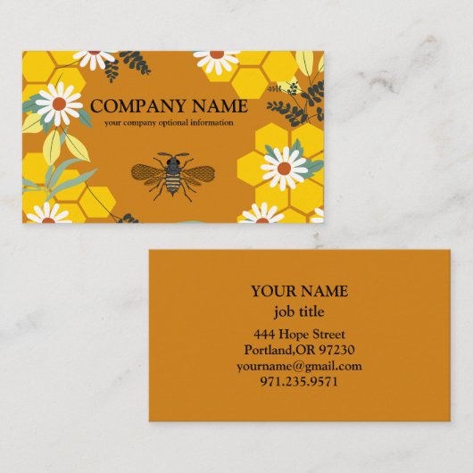 Vintage Honeycomb Beekeeper Honey Apiarist 名刺 (正面/裏面)