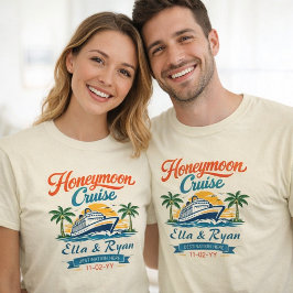 Vintage Honeymoon Cruise Personalized Couple’s Tシャツ