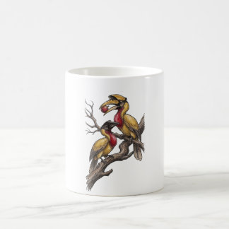 Vintage Hornbill Pair Wildlife Illustration Art コーヒーマグカップ
