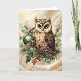 Vintage Horned Owl Christmas シーズンカード