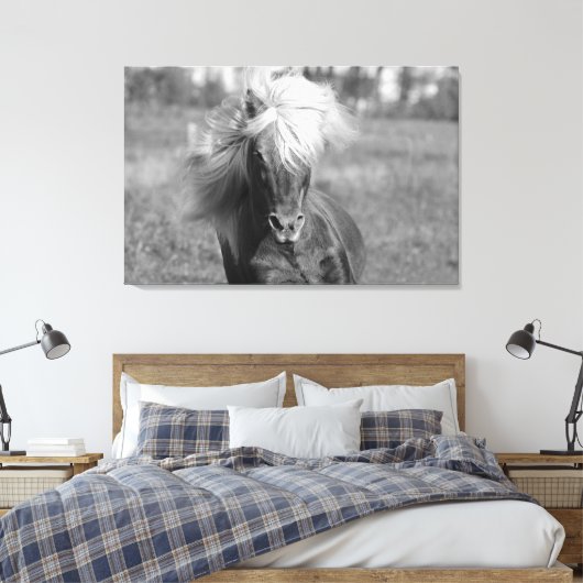 Vintage Horse Black and White キャンバスプリント (インサイチュ (寝室))