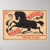 Vintage Horse Matches Label ポスター (正面)