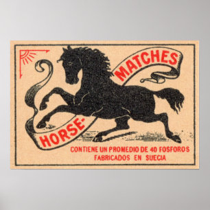 Vintage Horse Matches Label ポスター