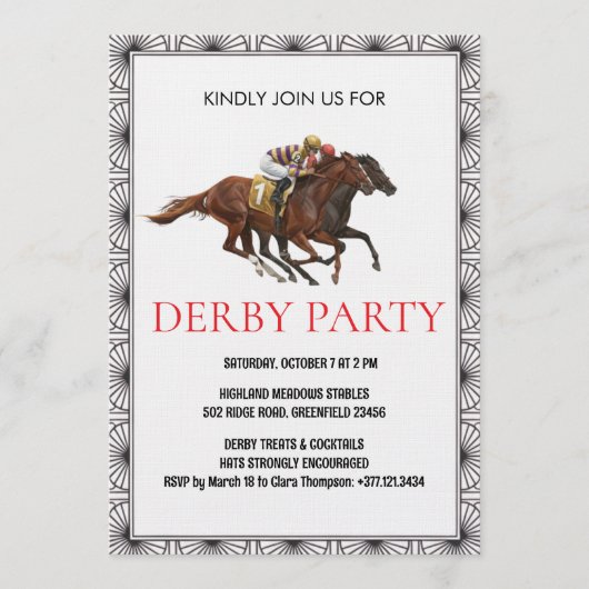 Vintage Horse Race Derby Party Invitation 招待状 (正面)