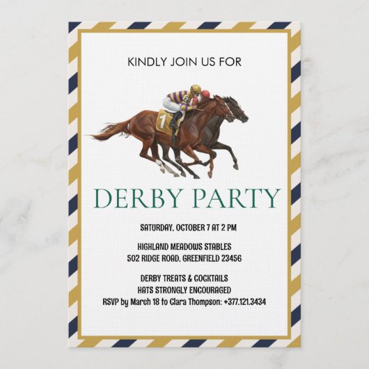 Vintage Horse Race Derby Party Invitation 招待状 (正面)