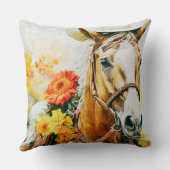 vintage horse wearing cowboy hat クッション (裏面)