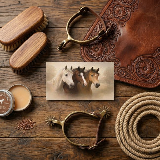 Vintage Horseback Riding Equestrian Business Card 名刺