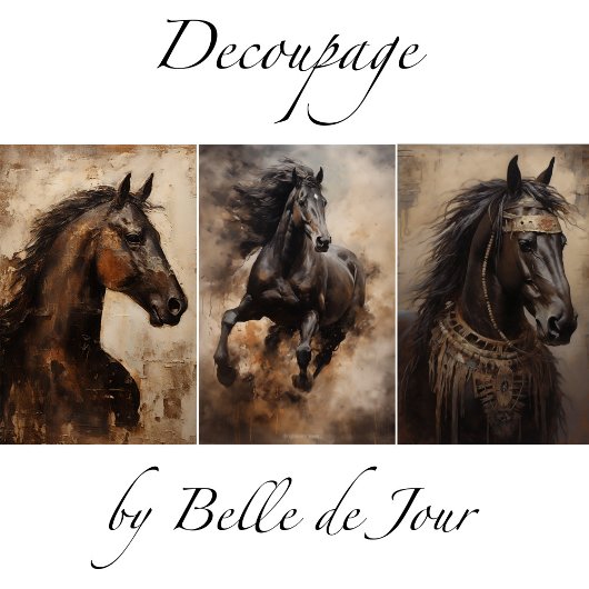 Vintage Horses Decoupage Wrapping Paper ラッピングペーパーシート