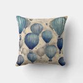 vintage hot air balloon blue pink クッション (裏面)