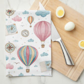 Vintage Hot Air Balloon Pattern (1) キッチンタオル (四つ折り)