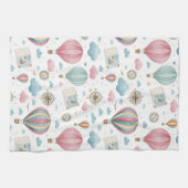 Vintage Hot Air Balloon Pattern (1) キッチンタオル (横)