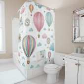 Vintage Hot Air Balloon Pattern (1) シャワーカーテン (インサイチュ)