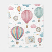 Vintage Hot Air Balloon Pattern (1) フリースブランケット (正面)