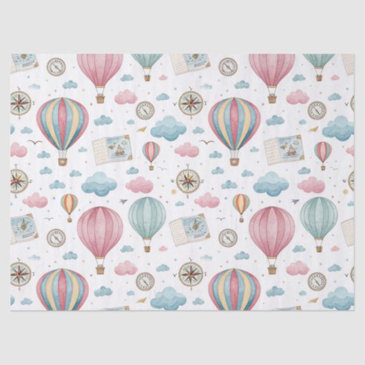 Vintage Hot Air Balloon Pattern (1) 薄葉紙 (正面)