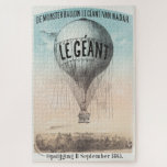 Vintage Hot Air Balloon Retro French Travel Poster ジグソーパズル<br><div class="desc">Digitally Enhanced Home Decor Poster is applied to this jigsaw puzzle.</div>