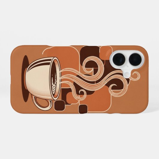 Vintage Hot Coffee Mug iPhone 16ケース (裏面横)