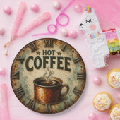 Vintage Hot Coffee Rustic Farmhouse Kitchen ペーパープレート (パーティー)