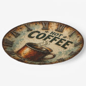 Vintage Hot Coffee Rustic Farmhouse Kitchen ペーパープレート (アングル)