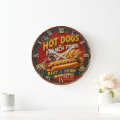 Vintage Hot Dogs & French Fries ラージ壁時計 (ホーム)