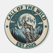 Vintage Howling Wolf Under Full Moon Wilderness マグネット (正面)
