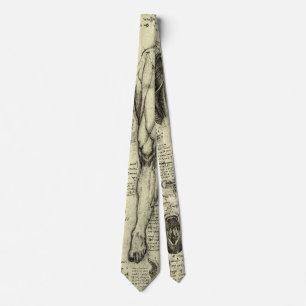 Vintage Human Anatomy Larynx Leg Leonardo da Vinci ネクタイ