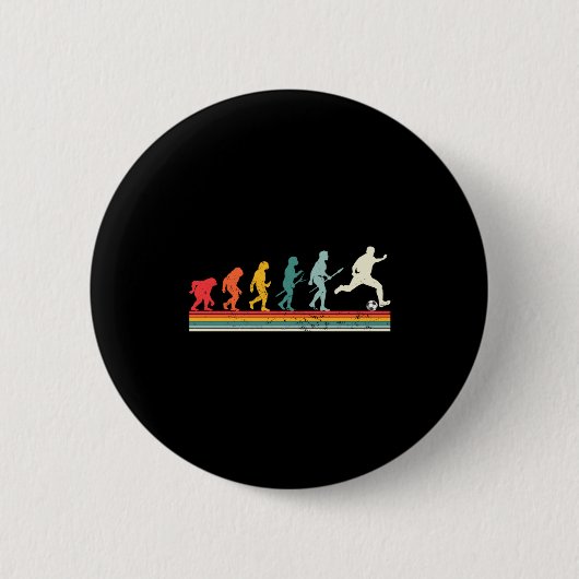 Vintage Human Evolution Soccer Player Football Soc 缶バッジ (正面)