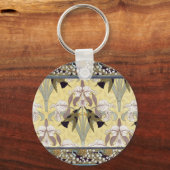 Vintage Hummingbird Orchid Art Nouveau Pattern キーホルダー (裏面)